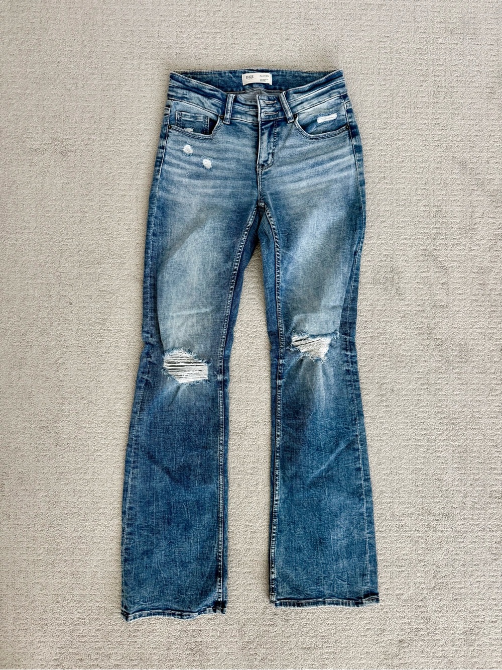 BKE Payton Women's Distressed Flare Jeans - Blue